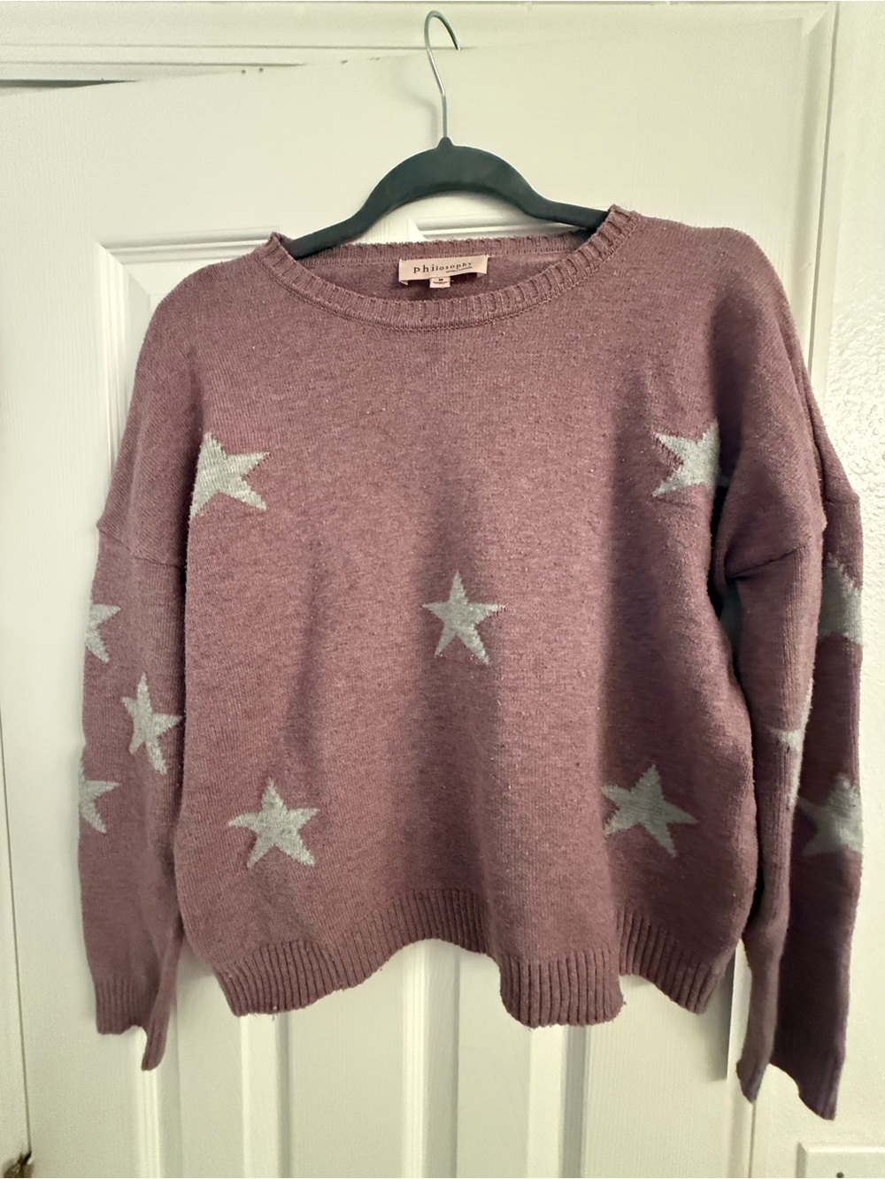 Philosophy Dusty Mauve Star-Print Crewneck Sweater